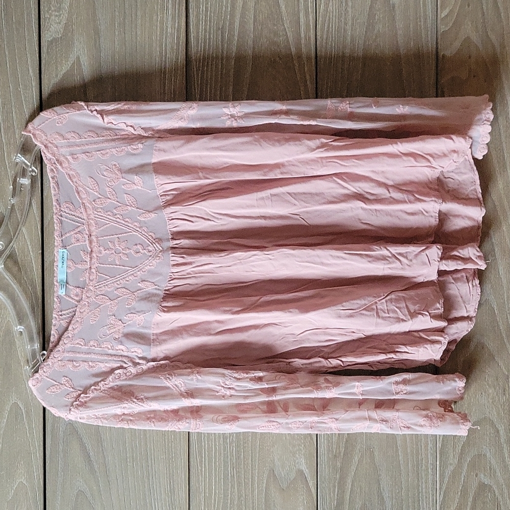 Sheer armed peach top